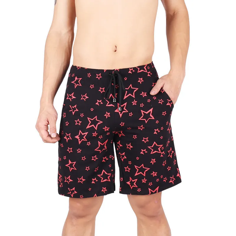 Cotton seamless men's underwear boxer shorts with dot pattern in blue, dark blue, green, red, white, black stars