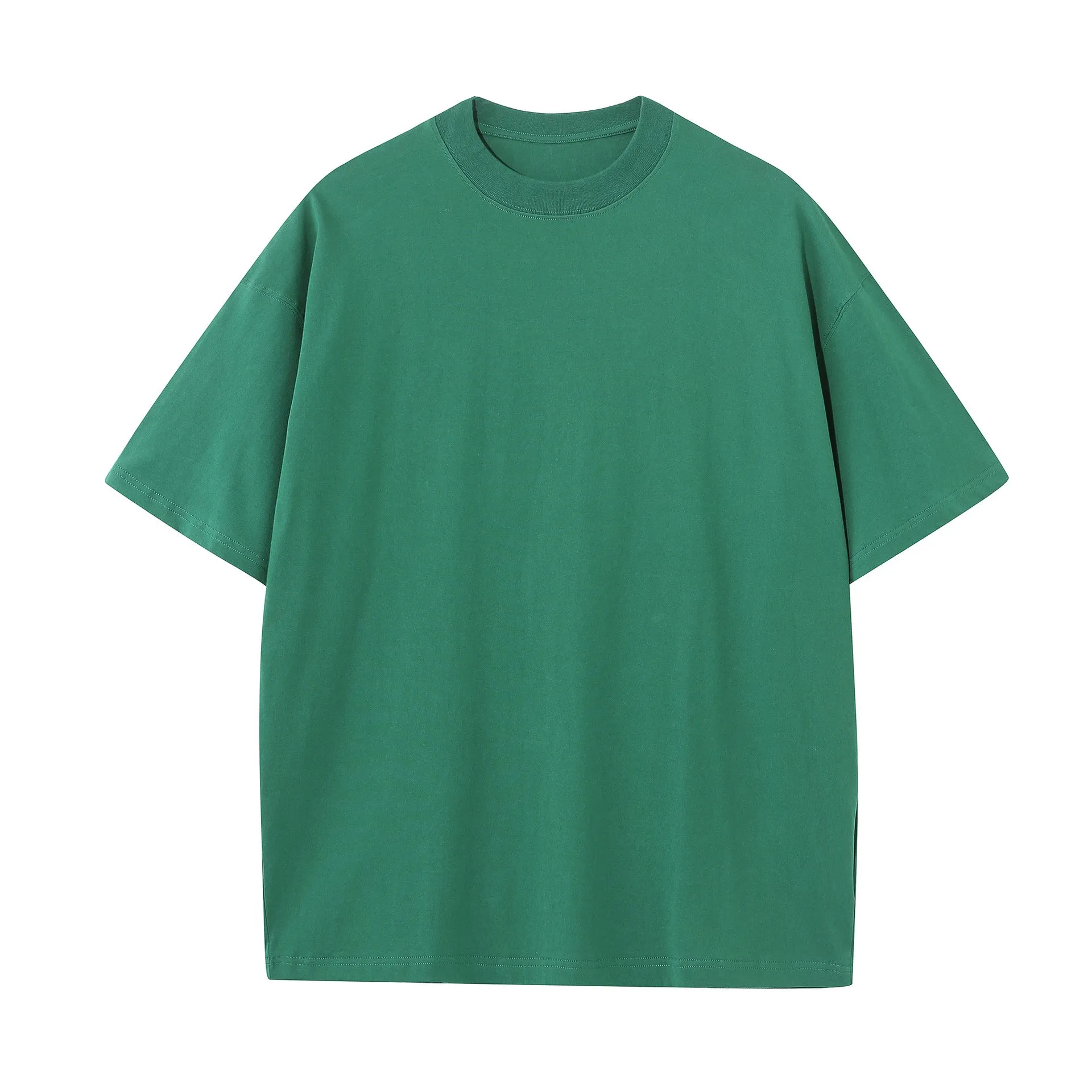 Men's pure cotton short sleeve round neck loose t-shirt in khaki colour