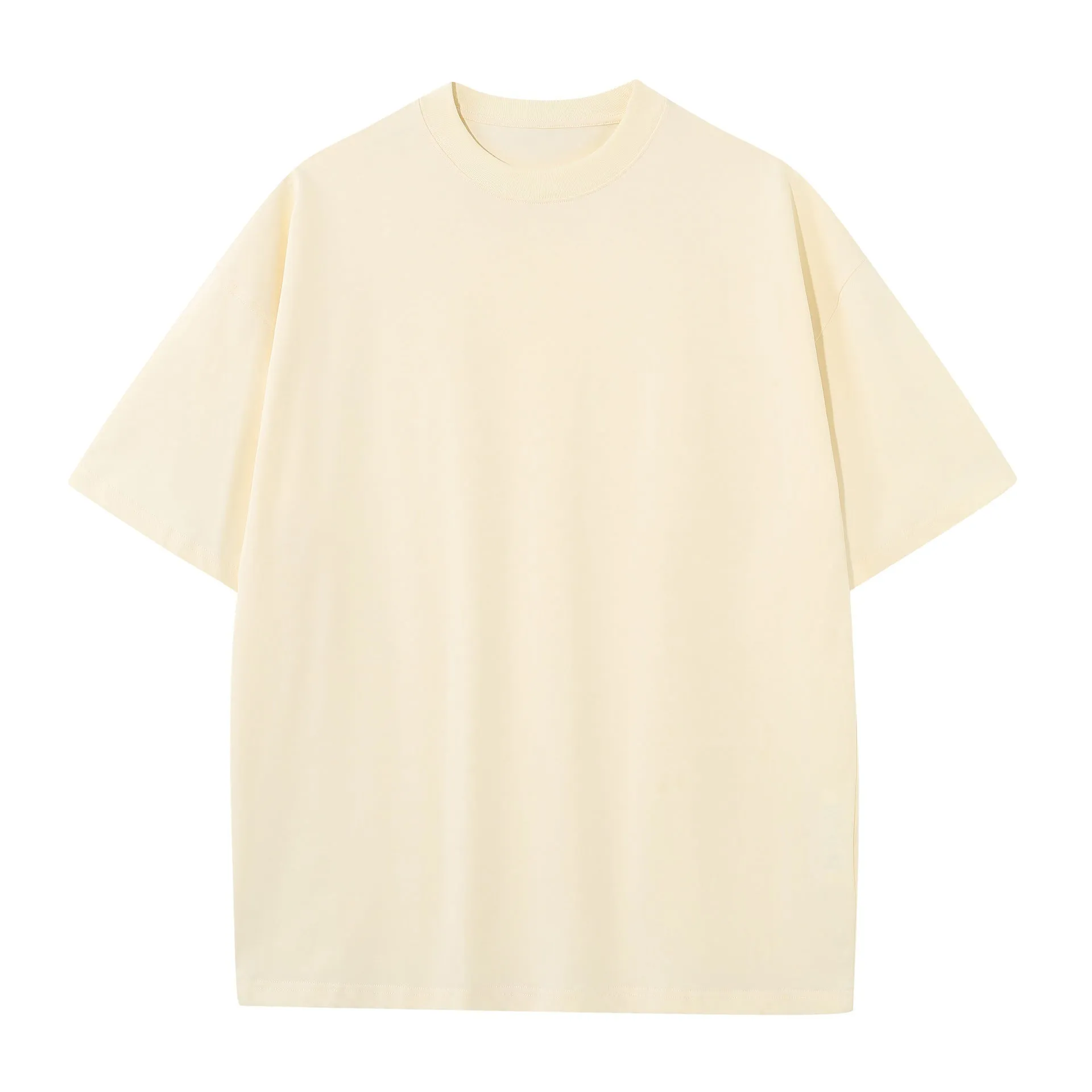 Men's pure cotton short sleeve round neck loose t-shirt in khaki colour