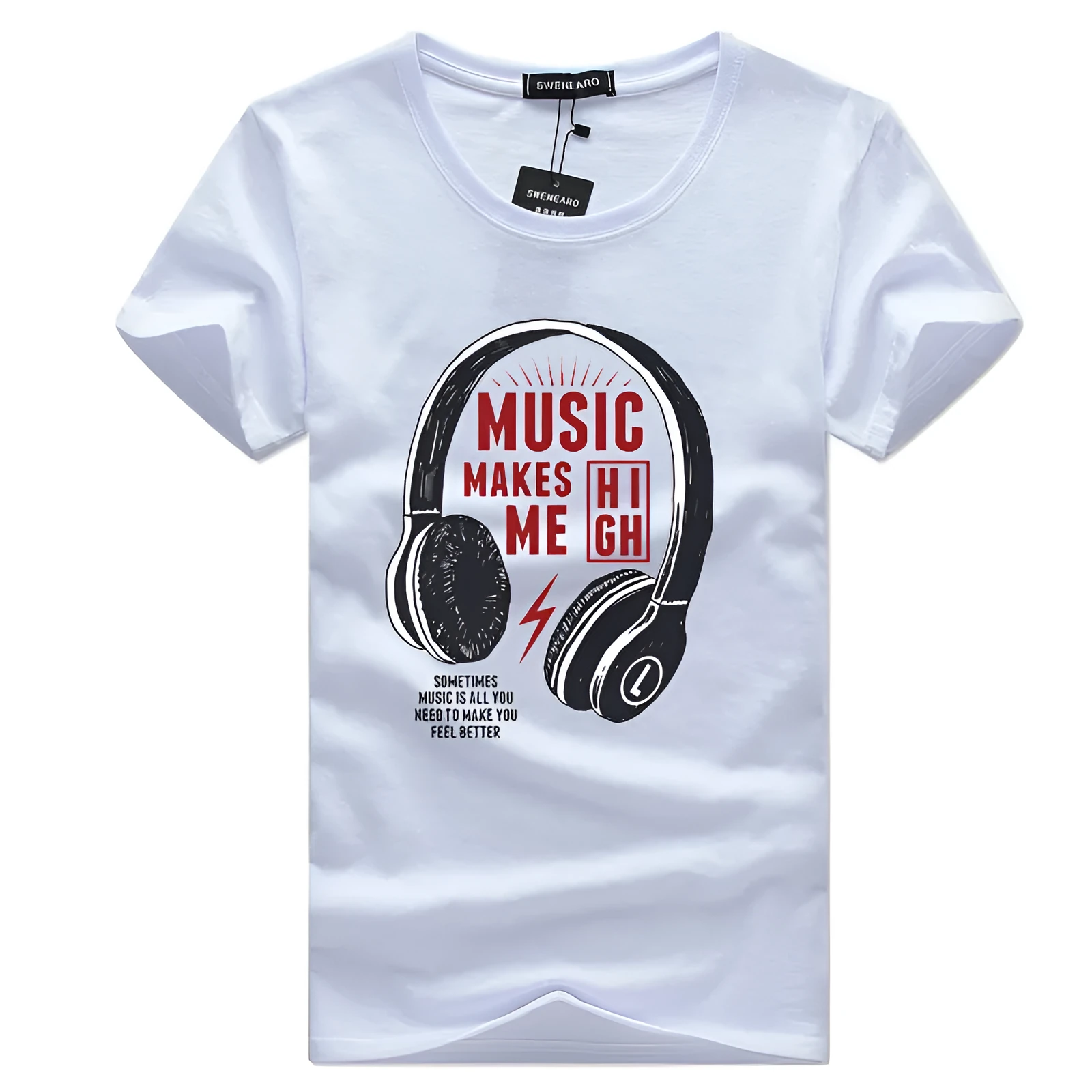 Fashion men's round neck letter print short sleeve cotton T-shirt in white with creative fun tie dye design