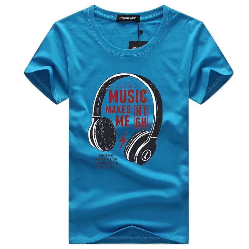 Fashion men's round neck letter print short sleeve cotton T-shirt in white with creative fun tie dye design