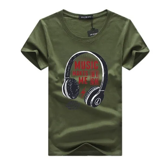 Fashion men's round neck letter print short sleeve cotton T-shirt in white with creative fun tie dye design