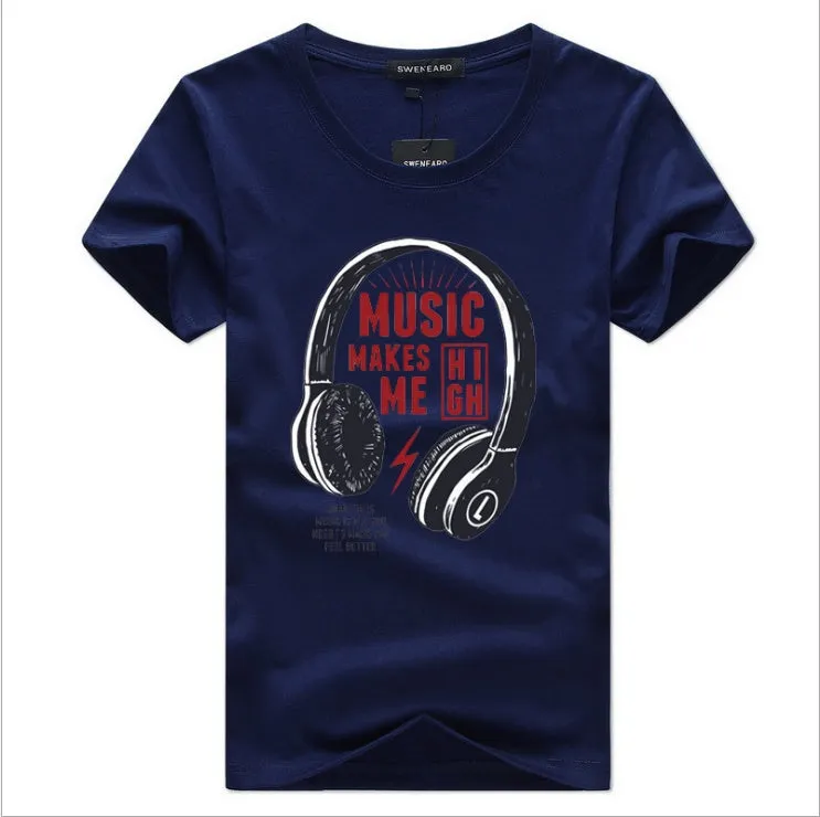 Fashion men's round neck letter print short sleeve cotton T-shirt in white with creative fun tie dye design