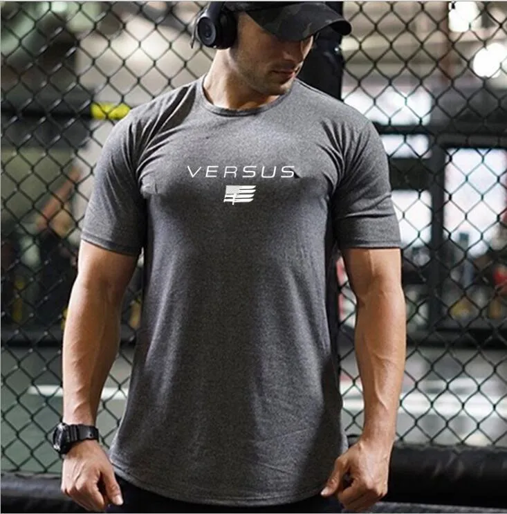 Cotton bodybuilding T-shirt in Asian size loose fit gym training casual top