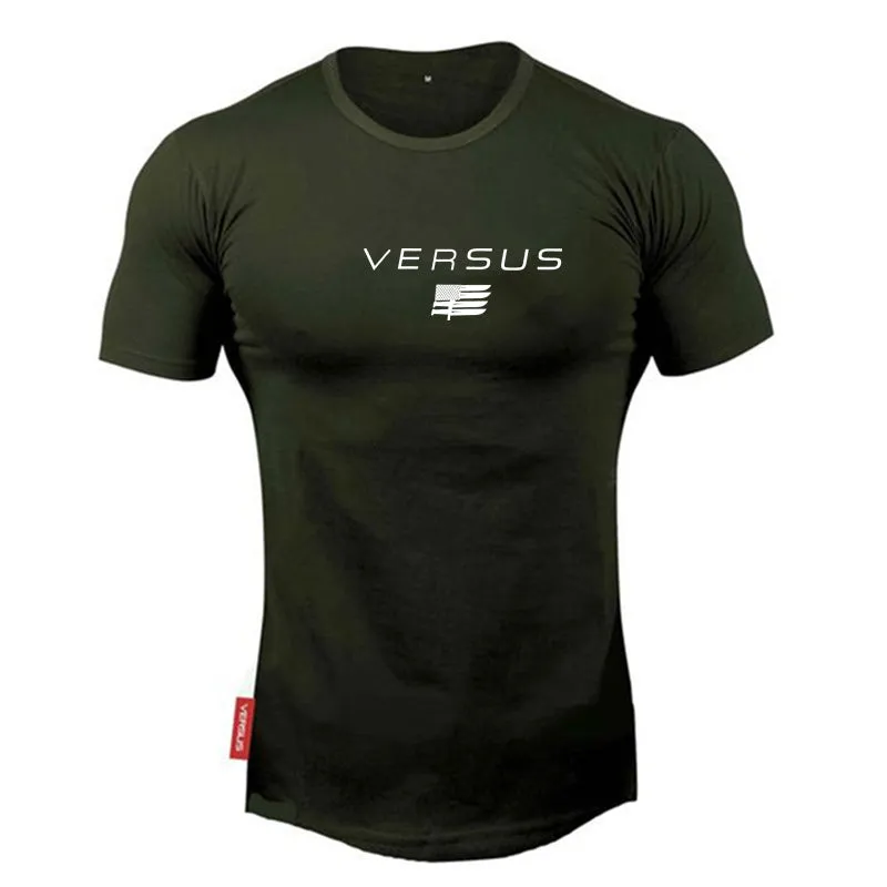 Cotton bodybuilding T-shirt in Asian size loose fit gym training casual top