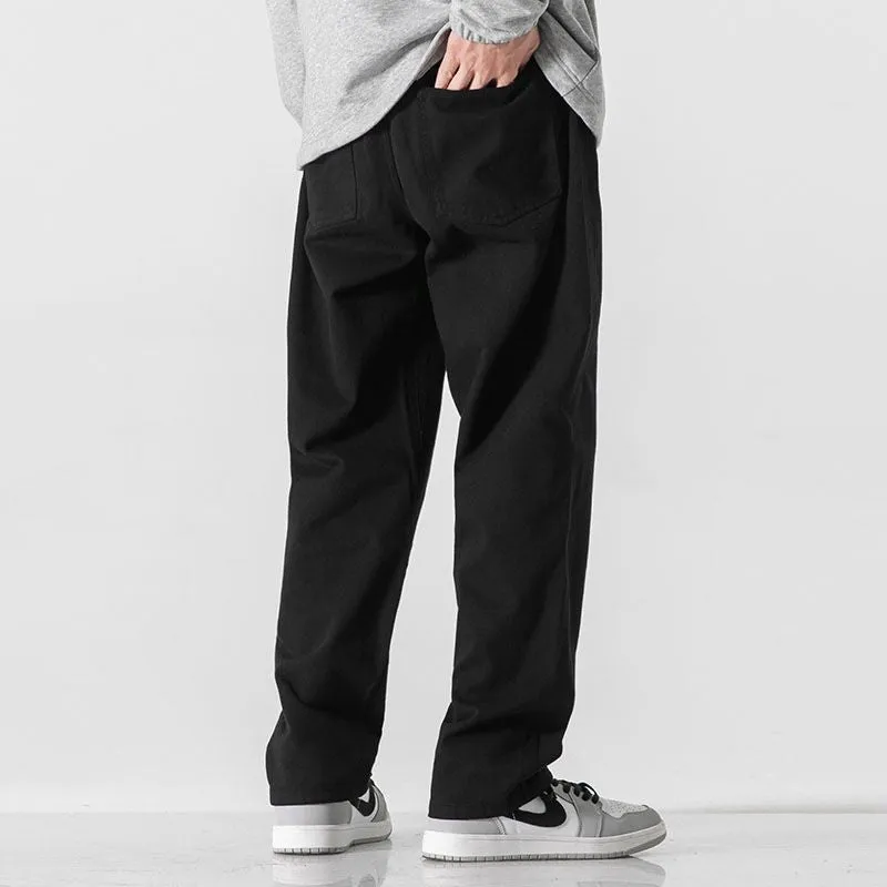 Retro solid colour loose straight trousers in army green with double layer belt waist