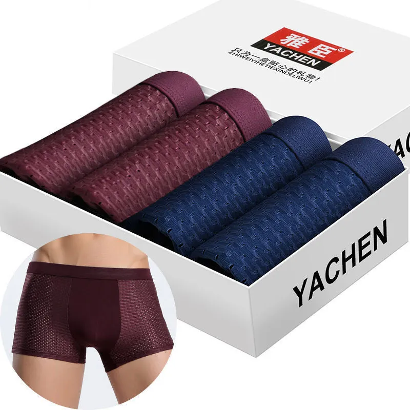 Silky mesh boxer briefs for men, high modal content, wide brim belt, available in L to 3XL sizes