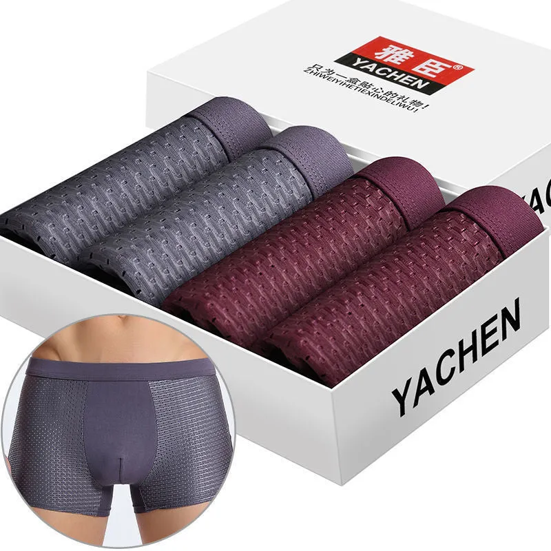 Silky mesh boxer briefs for men, high modal content, wide brim belt, available in L to 3XL sizes