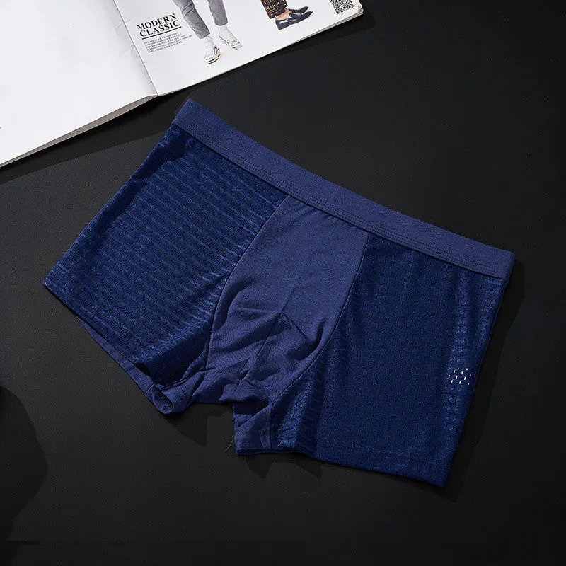 Silky mesh boxer briefs for men, high modal content, wide brim belt, available in L to 3XL sizes