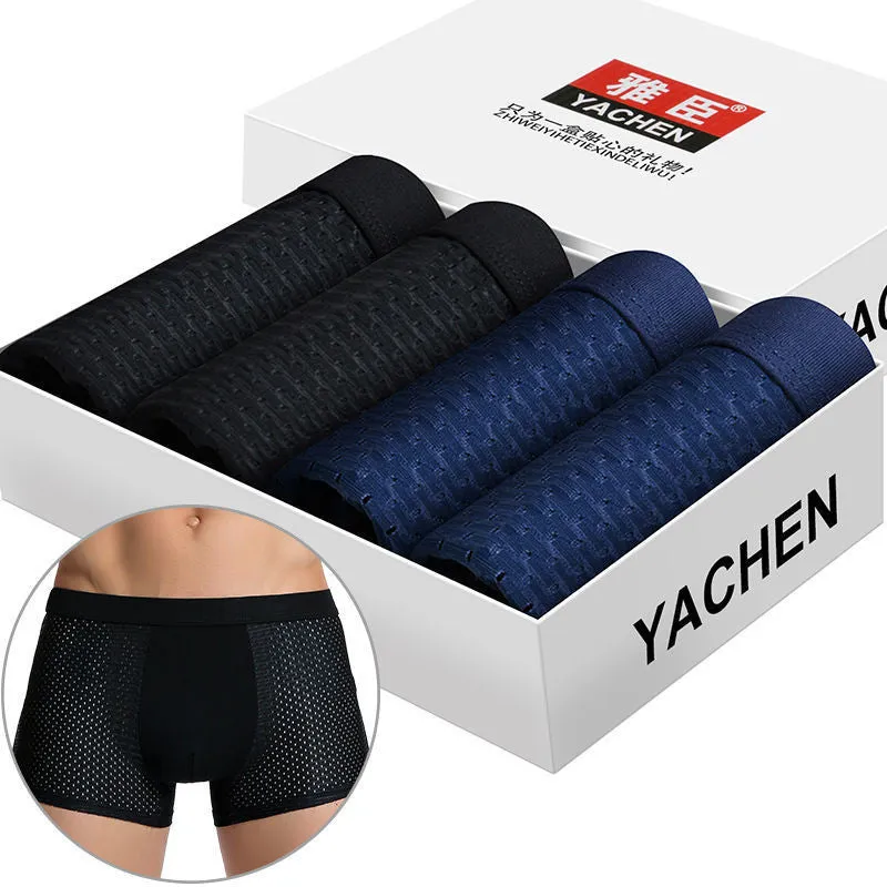 Silky mesh boxer briefs for men, high modal content, wide brim belt, available in L to 3XL sizes
