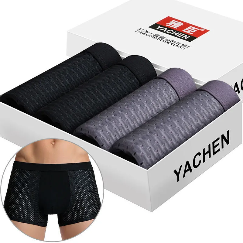 Silky mesh boxer briefs for men, high modal content, wide brim belt, available in L to 3XL sizes