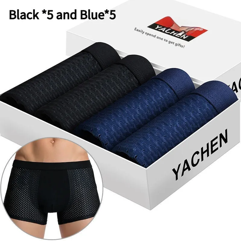 Silky mesh boxer briefs for men, high modal content, wide brim belt, available in L to 3XL sizes