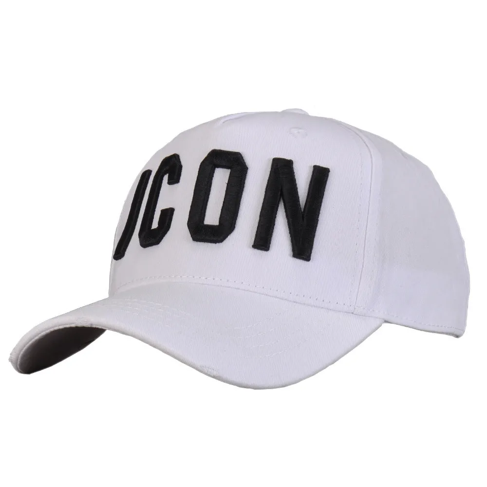 Cotton baseball cap with embroidered letters, dome top, available in black blue red colours