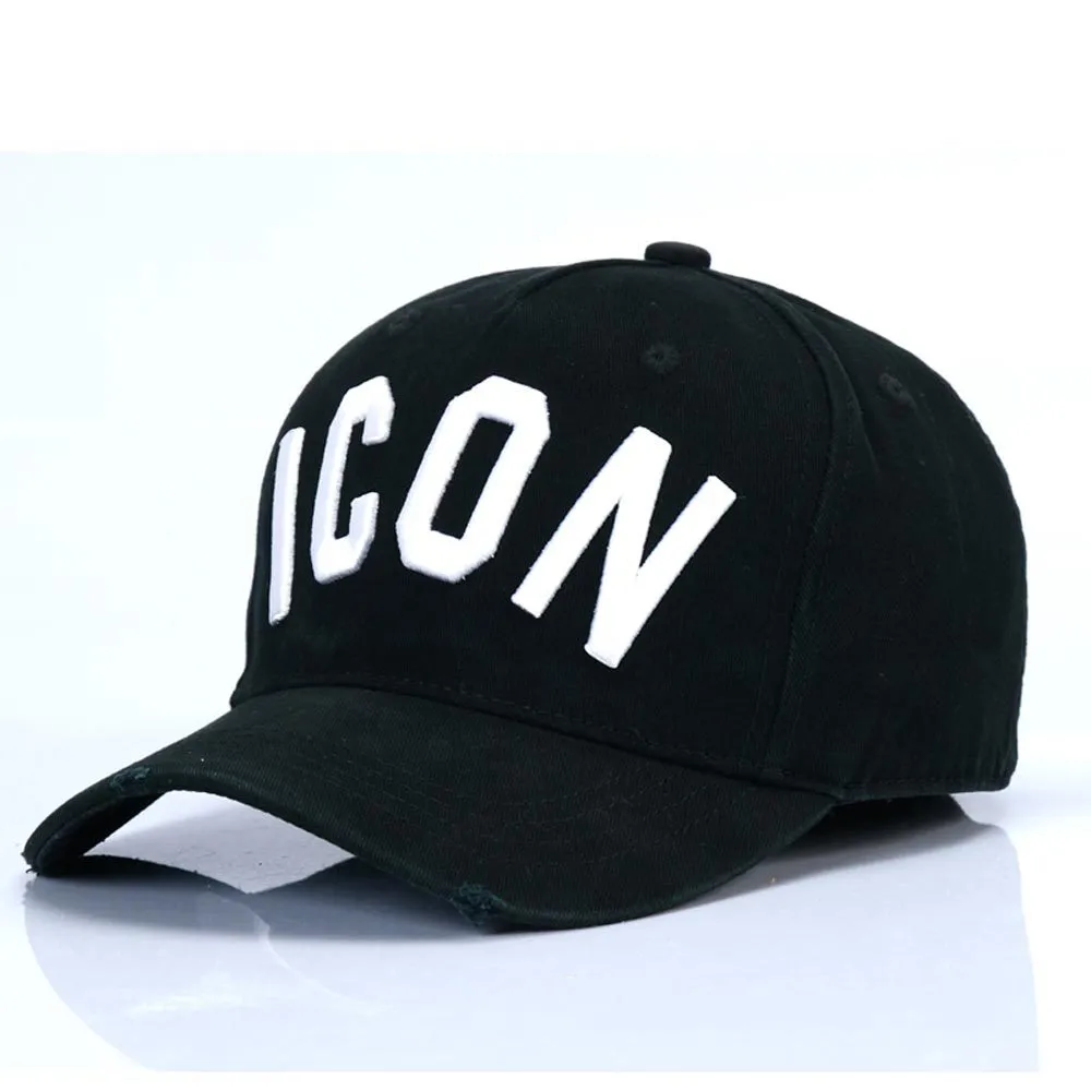 Cotton baseball cap with embroidered letters, dome top, available in black blue red colours