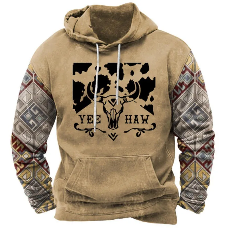Men's pullover hoodie in polyester fibre with printed pattern, loose fit, colour TMW423-1