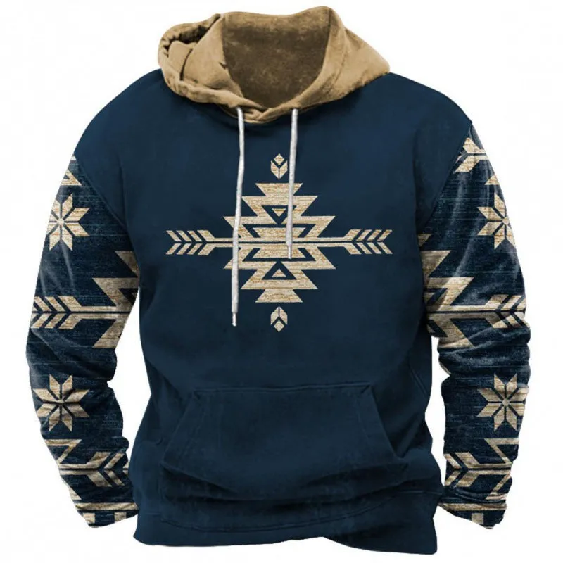 Men's pullover hoodie in polyester fibre with printed pattern, loose fit, colour TMW423-1