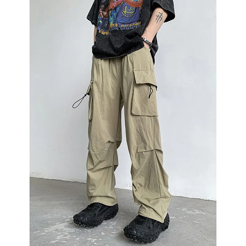 Pu Shuai draping all-matching slim fit trousers for men in black, side view