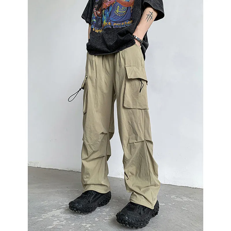 Pu Shuai draping all-matching slim fit trousers for men in black, side view