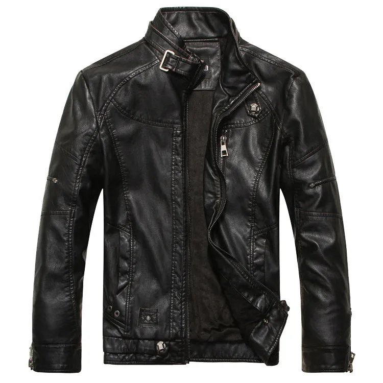 PU leather jacket with zipper front in black, brown and coffee colour options