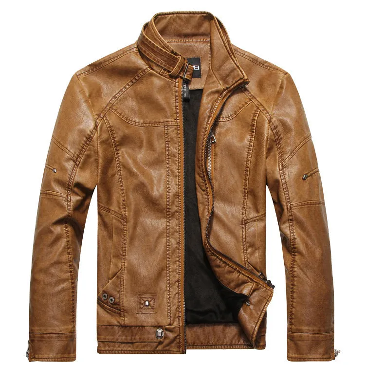 PU leather jacket with zipper front in black, brown and coffee colour options