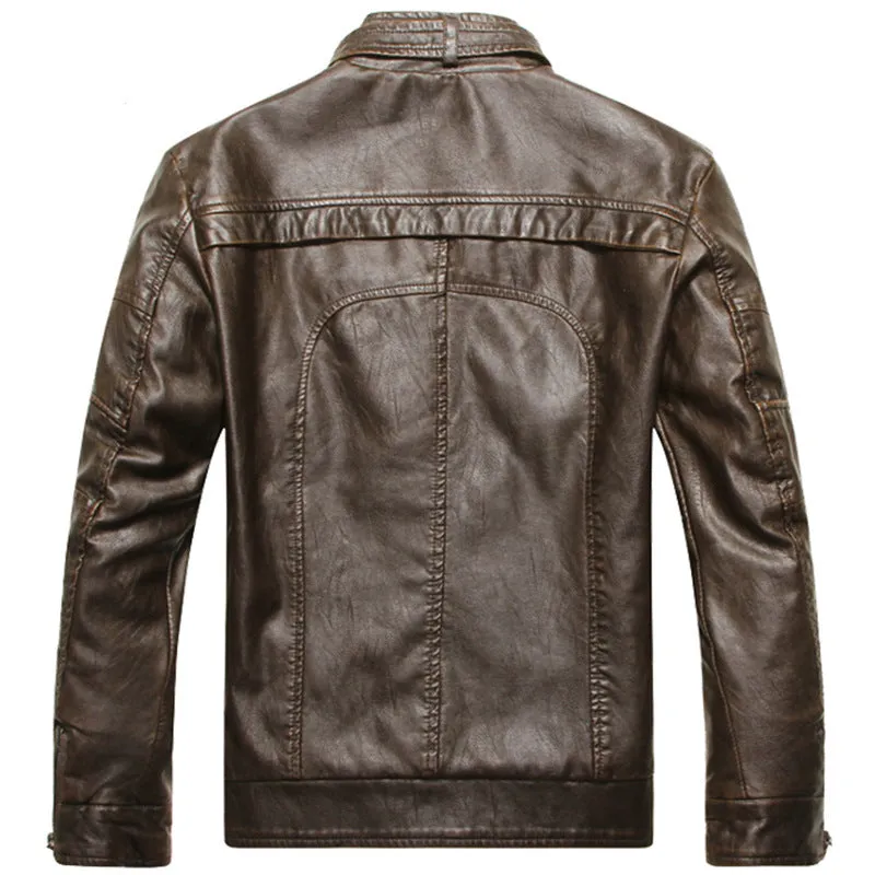 PU leather jacket with zipper front in black, brown and coffee colour options
