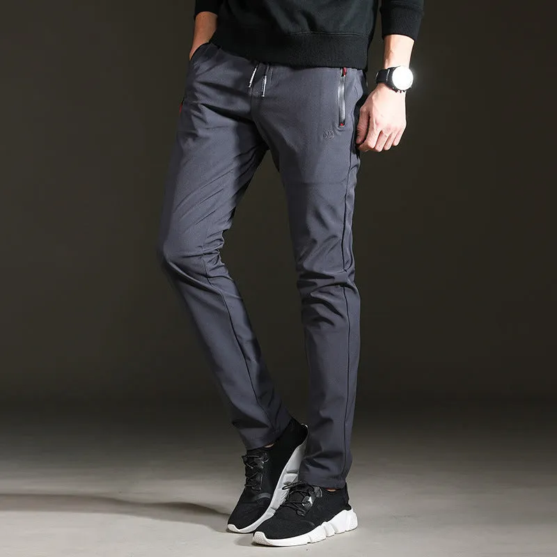 Men's slim cropped sweatpants in black with elasticated waist and relaxed fit, available in multiple sizes up to 5XL