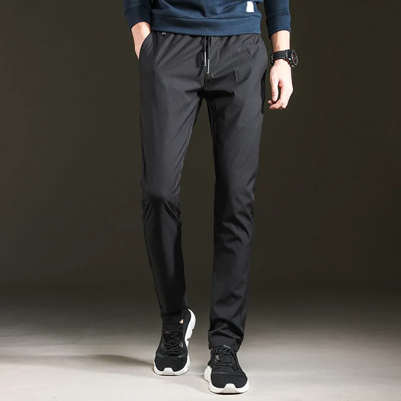 Men's slim cropped sweatpants in black with elasticated waist and relaxed fit, available in multiple sizes up to 5XL