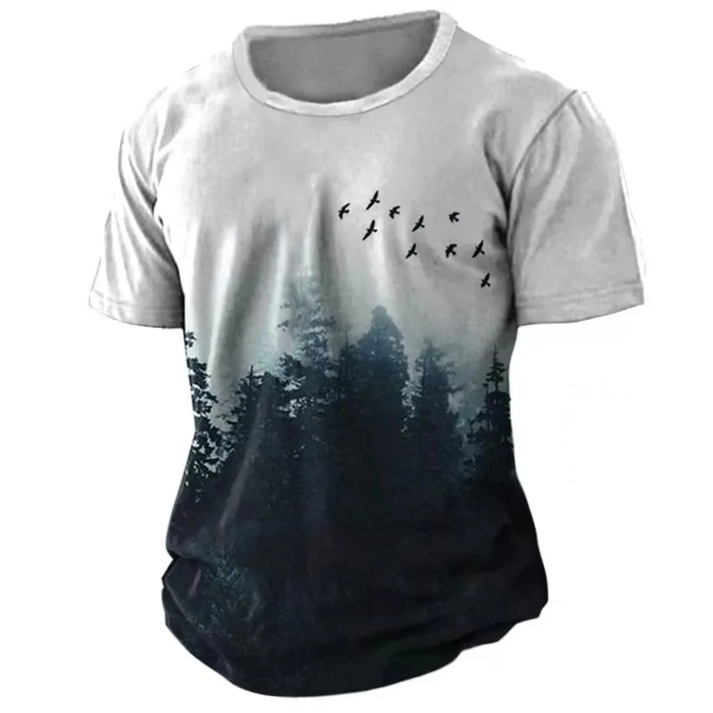 Men's loose fit short sleeve round neck T-shirt with letter print in street fashion style