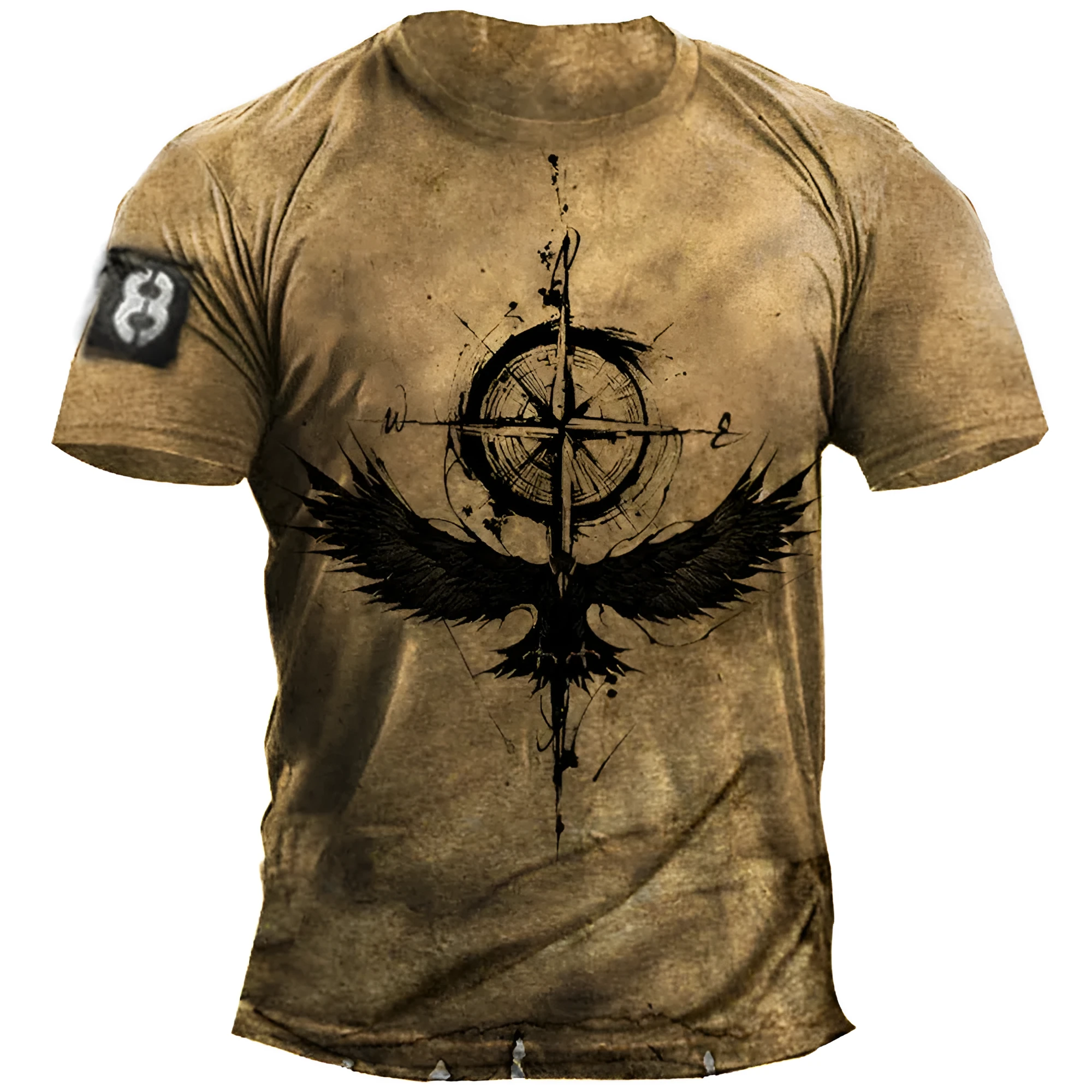 Men's loose fit short sleeve round neck T-shirt with letter print in street fashion style