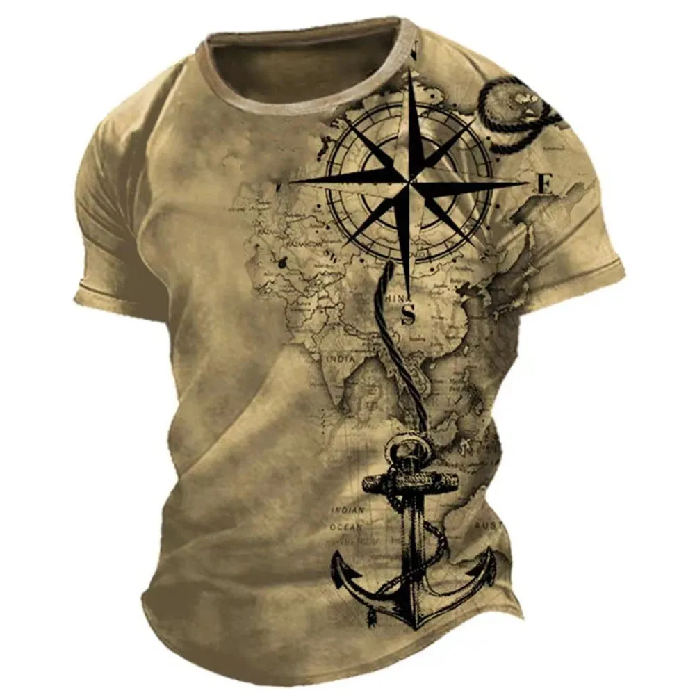 Men's loose fit short sleeve round neck T-shirt with letter print in street fashion style
