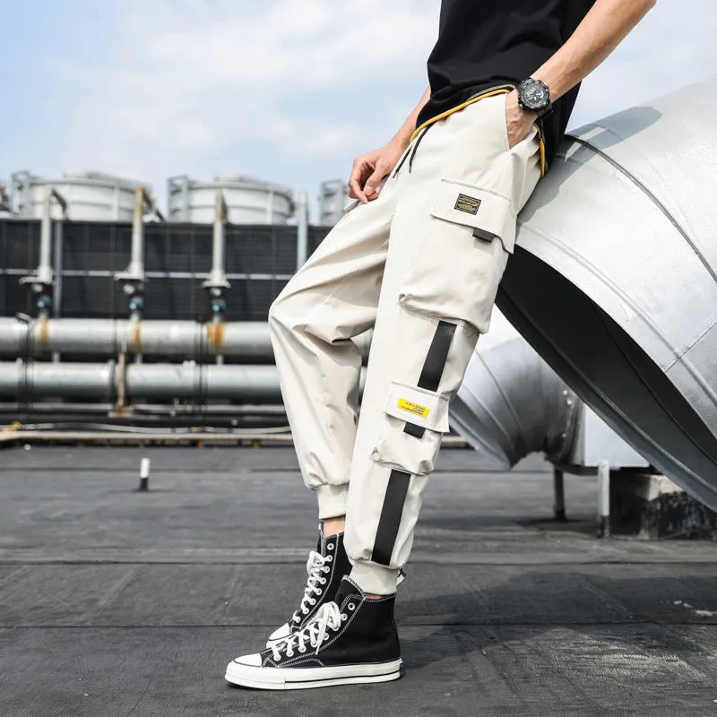 Harlan's ankle-length cargo pants in Army Green, cotton blend fabric, multiple pockets, size M to 5XL