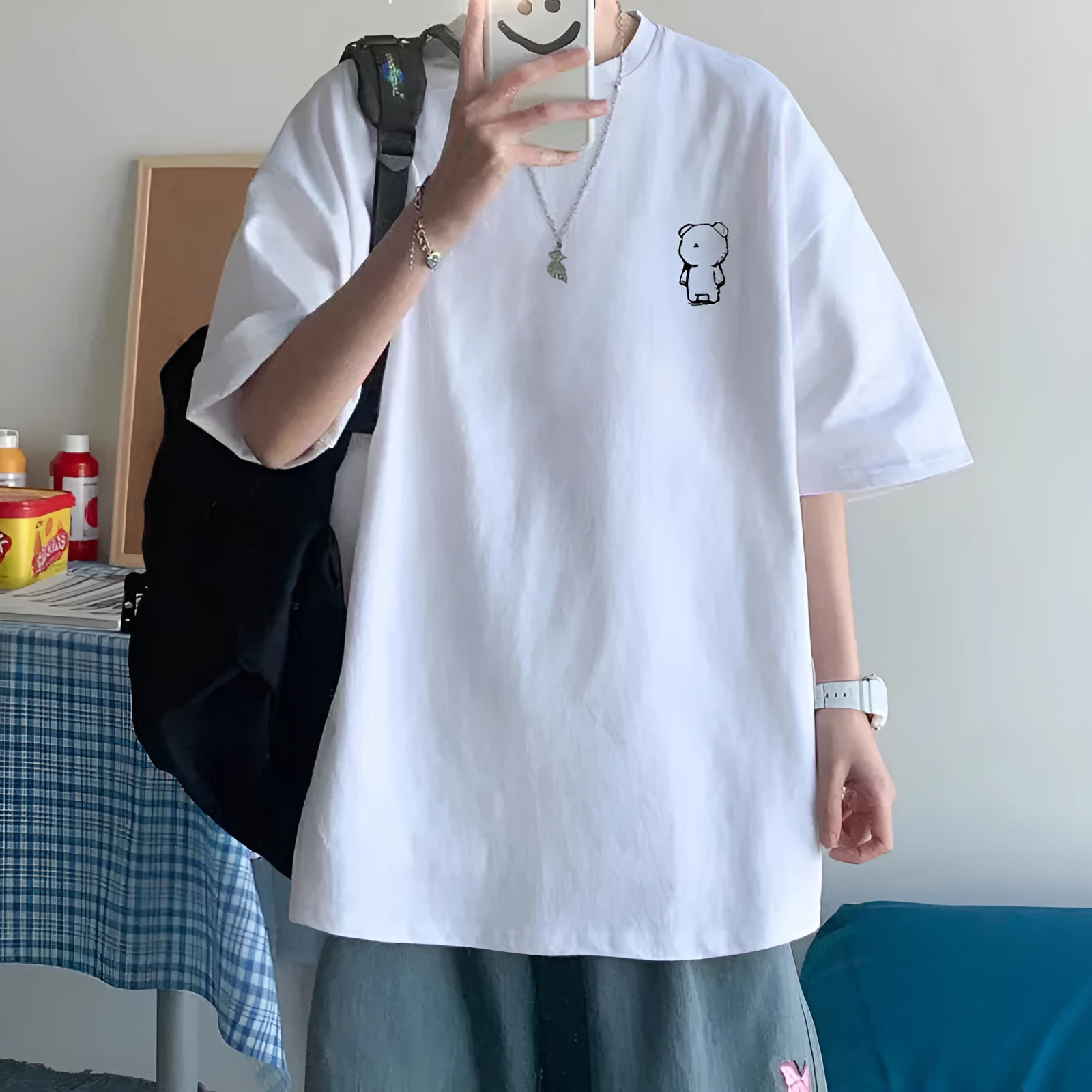 Cotton short sleeve plus size loose round neck t-shirt with letter print