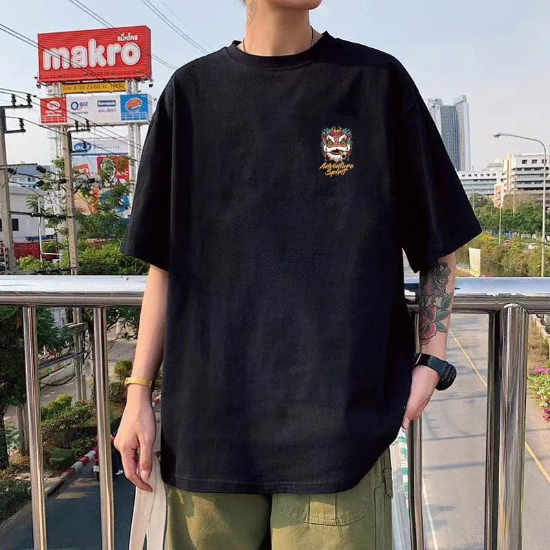 Cotton short sleeve plus size loose round neck t-shirt with letter print