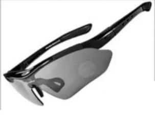 ROCKBROS polarized cycling glasses with UV protection, polycarbonate lens, acetate frame – Bright black colour
