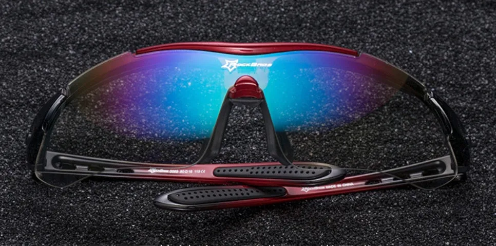 ROCKBROS polarized cycling glasses with UV protection, polycarbonate lens, acetate frame – Bright black colour
