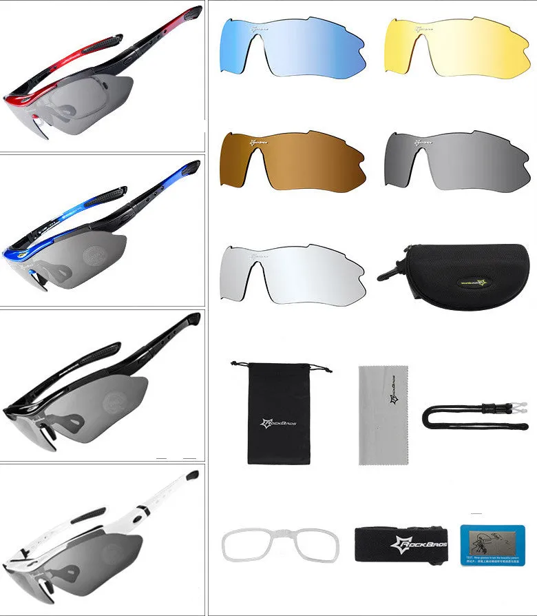 ROCKBROS polarized cycling glasses with UV protection, polycarbonate lens, acetate frame – Bright black colour