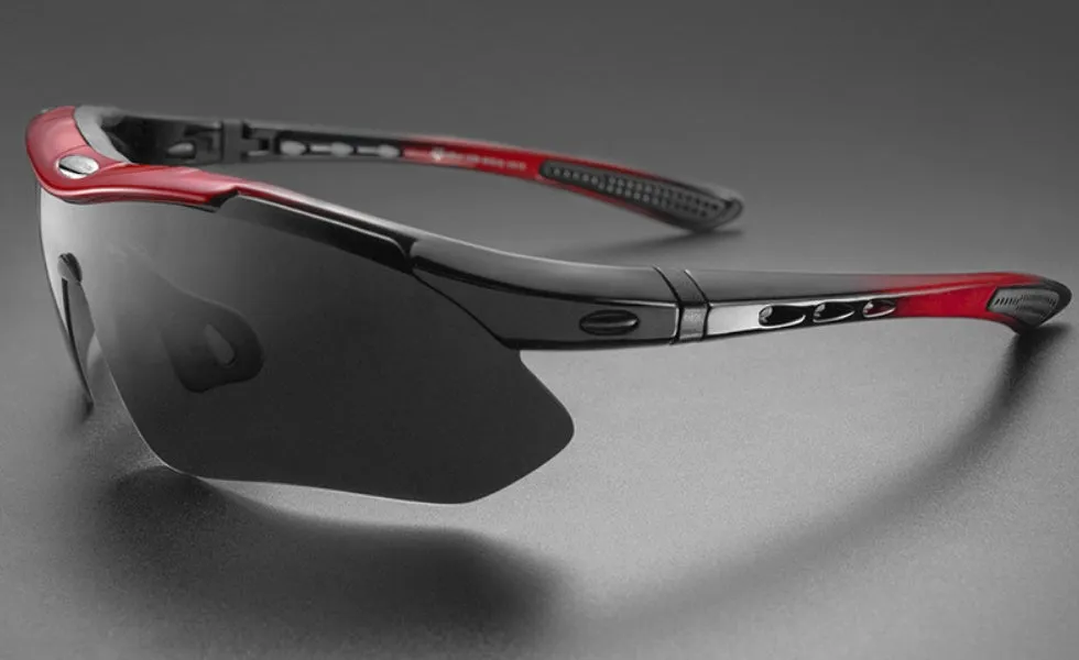 ROCKBROS polarized cycling glasses with UV protection, polycarbonate lens, acetate frame – Bright black colour