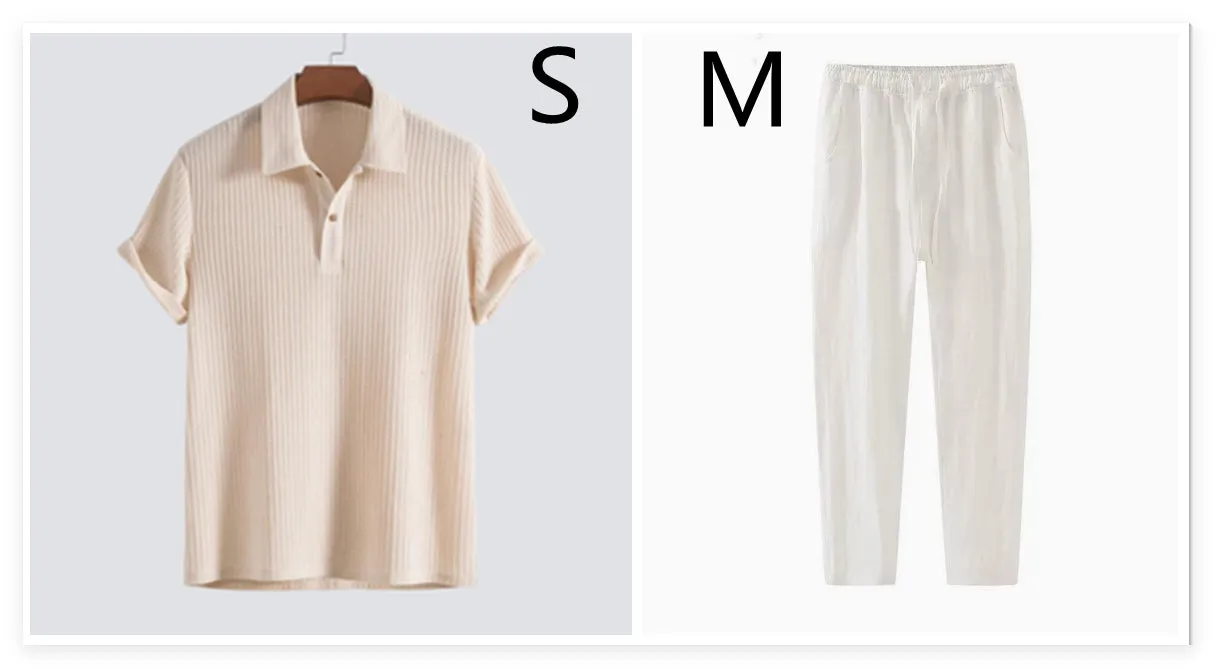 Men's casual loose short sleeve shirt set in solid colour polyester fibre, three tops in black milky white and dark green