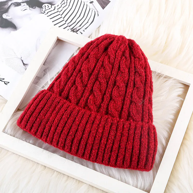 Winter mohair women fleece knitted beanie bell hat in velvet colour plain weave wool