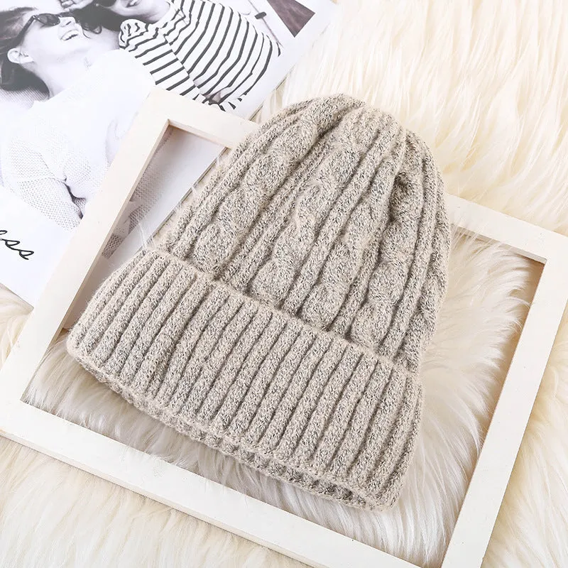 Winter mohair women fleece knitted beanie bell hat in velvet colour plain weave wool