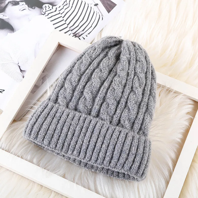 Winter mohair women fleece knitted beanie bell hat in velvet colour plain weave wool