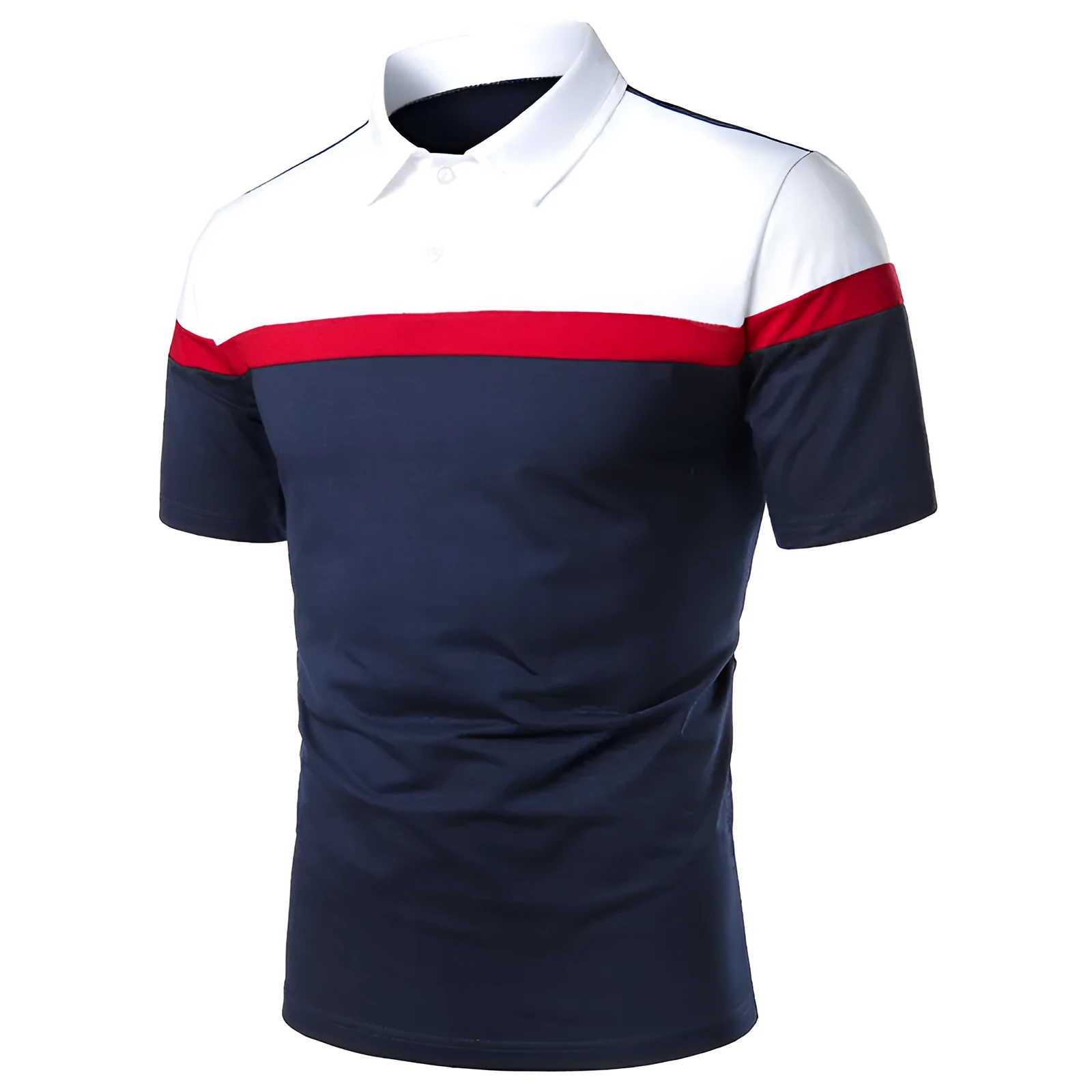 Men's colour-block casual short-sleeve t-shirt in grey, cotton blend with splicing detail, front view