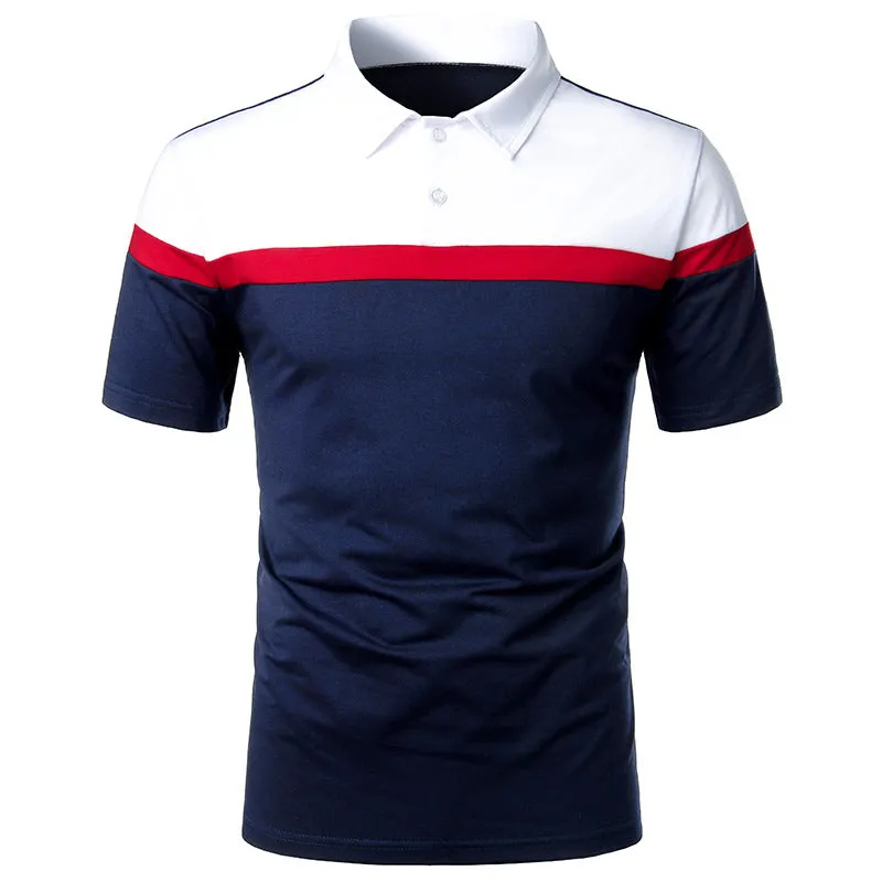 Men's colour-block casual short-sleeve t-shirt in grey, cotton blend with splicing detail, front view