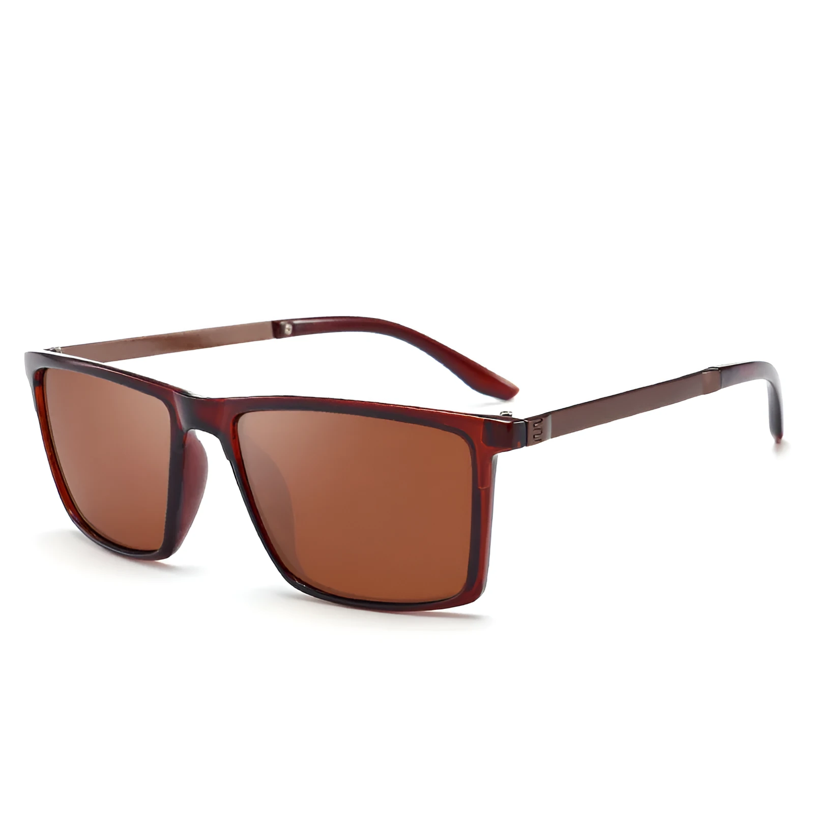 Polarized men's driving sunglasses with PC frame and lens, bright black frame black grey film