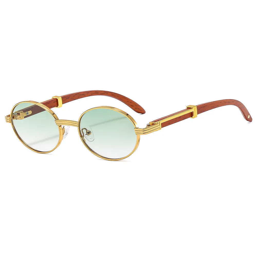 UV protection sun glasses with plastic frame in gold and gray lens for outdoor use