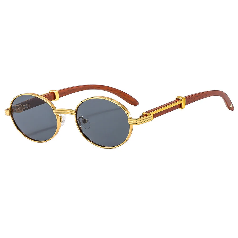 UV protection sun glasses with plastic frame in gold and gray lens for outdoor use