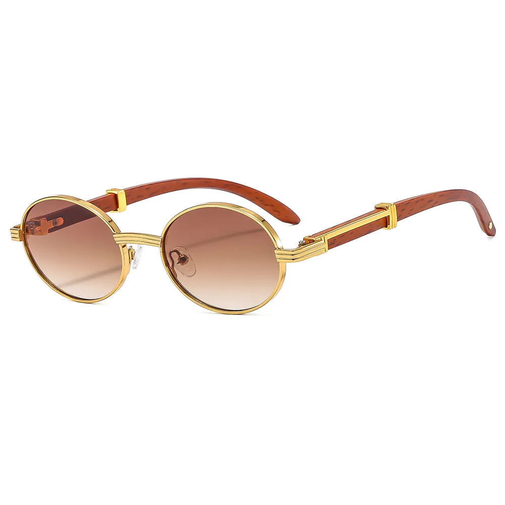 UV protection sun glasses with plastic frame in gold and gray lens for outdoor use