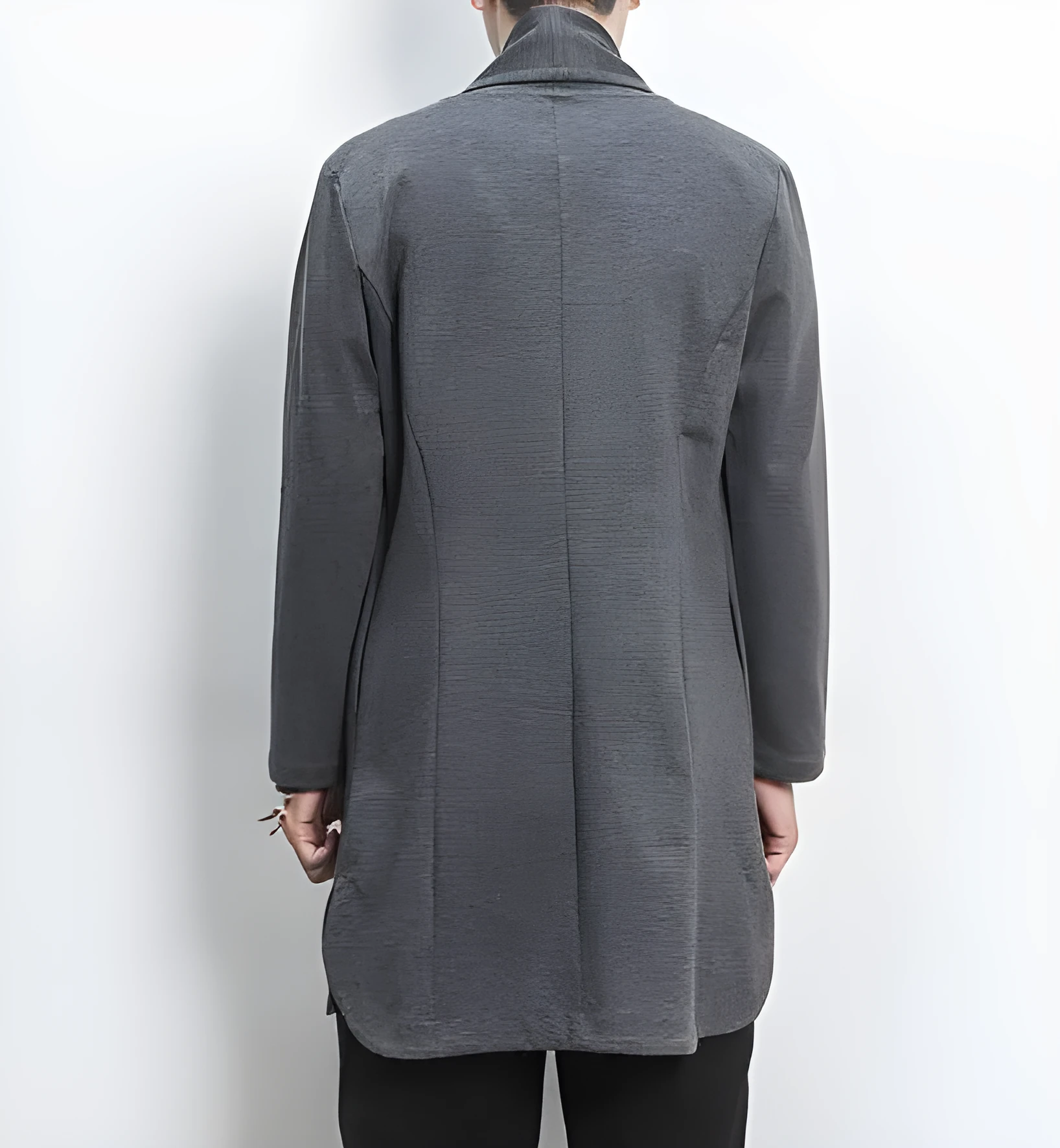 Men's casual linen blend cardigan in dark gray, loose fit with lapel collar, front view
