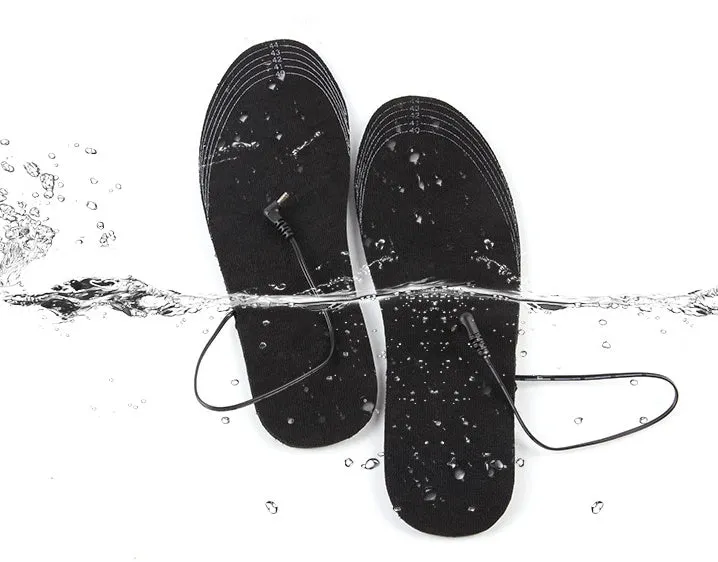 USB rechargeable heated insoles with three temperature settings and full-foot heat coverage
