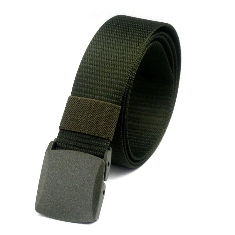 Military nylon adjustable belt 120cm with plastic oval buckle in green